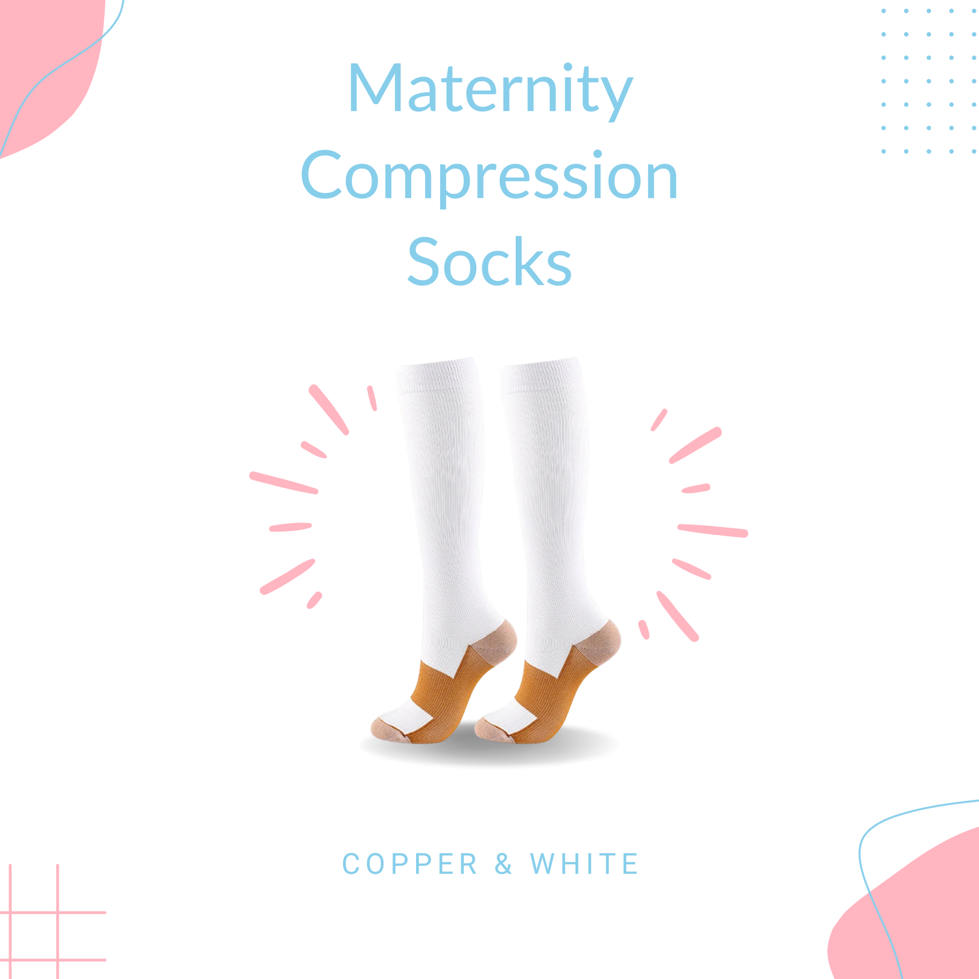 Maternity Compression Socks - Copper and White