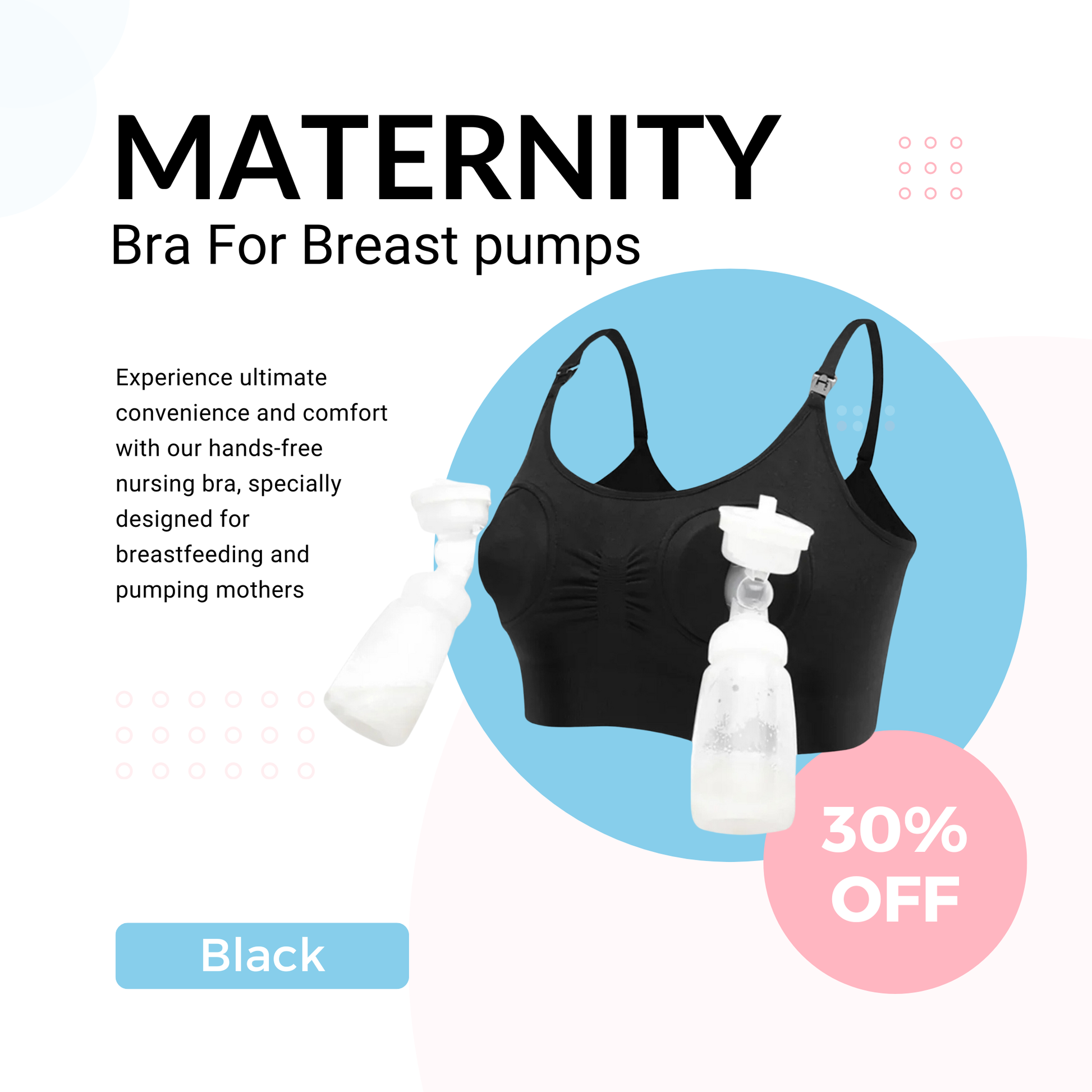 Maternity Bra For Breast Pumps - Black Colour