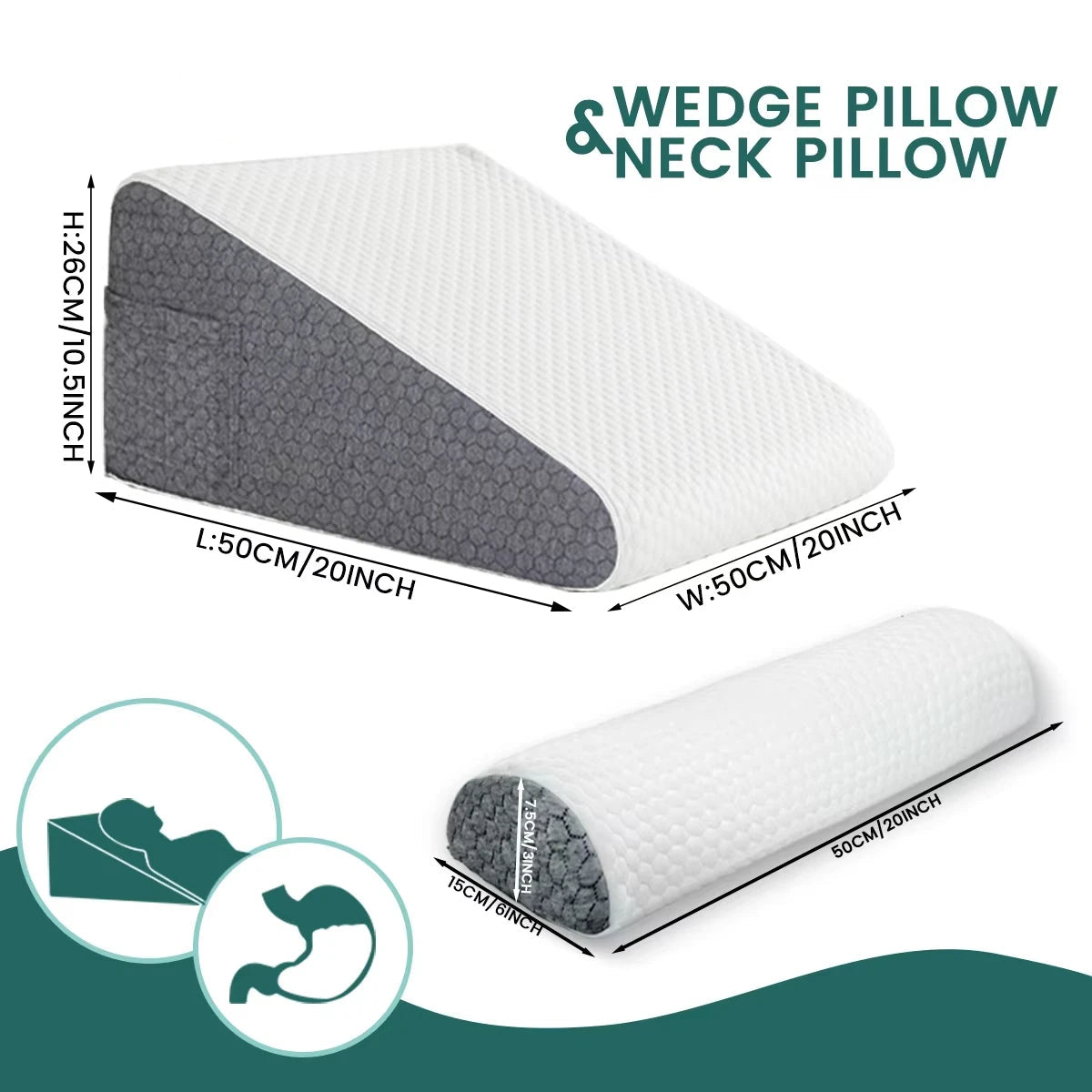 Memory foam wedge pillow specs