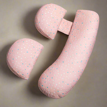 Pink j-shaped maternity pillow