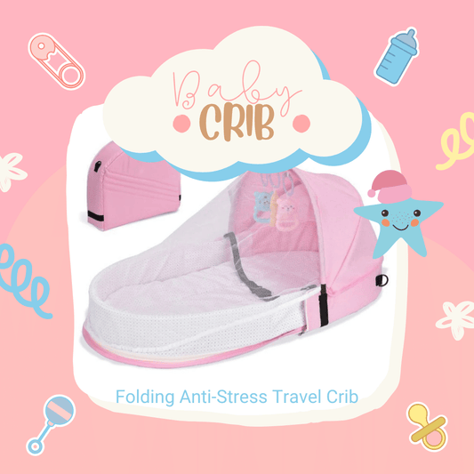 Pink Folding Anti - Stress Travel Crib