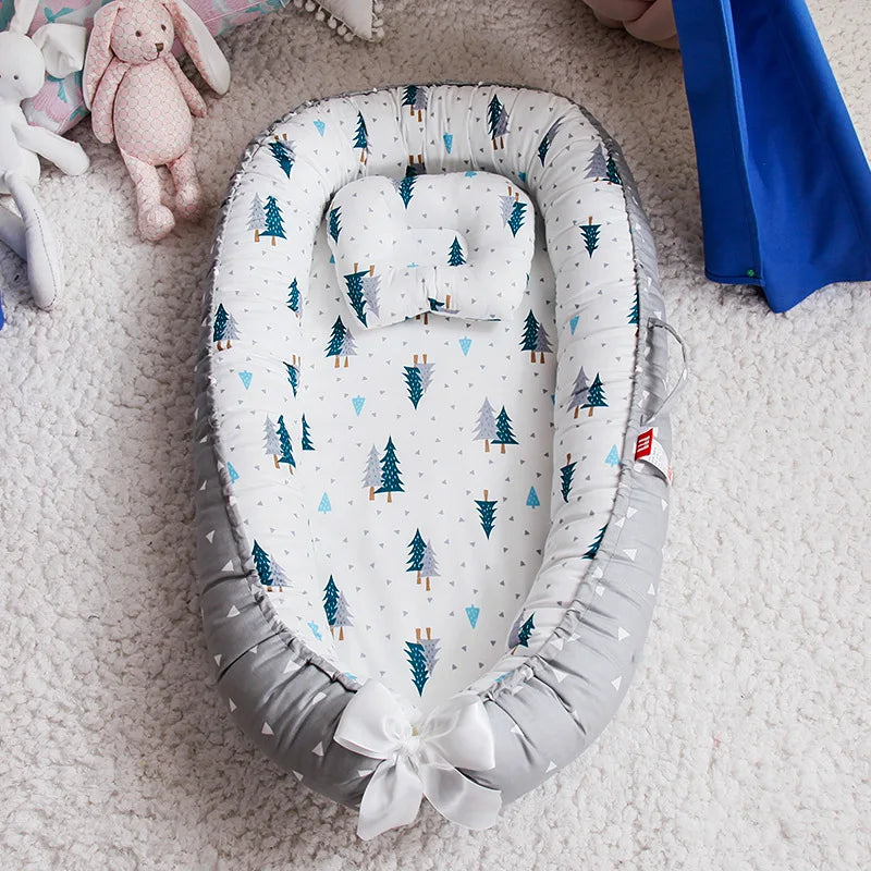 Portable Baby Nest – Soft Sleep Pod for Newborns & Travel – Mama’s Bump™ -  Christmas tree patterns