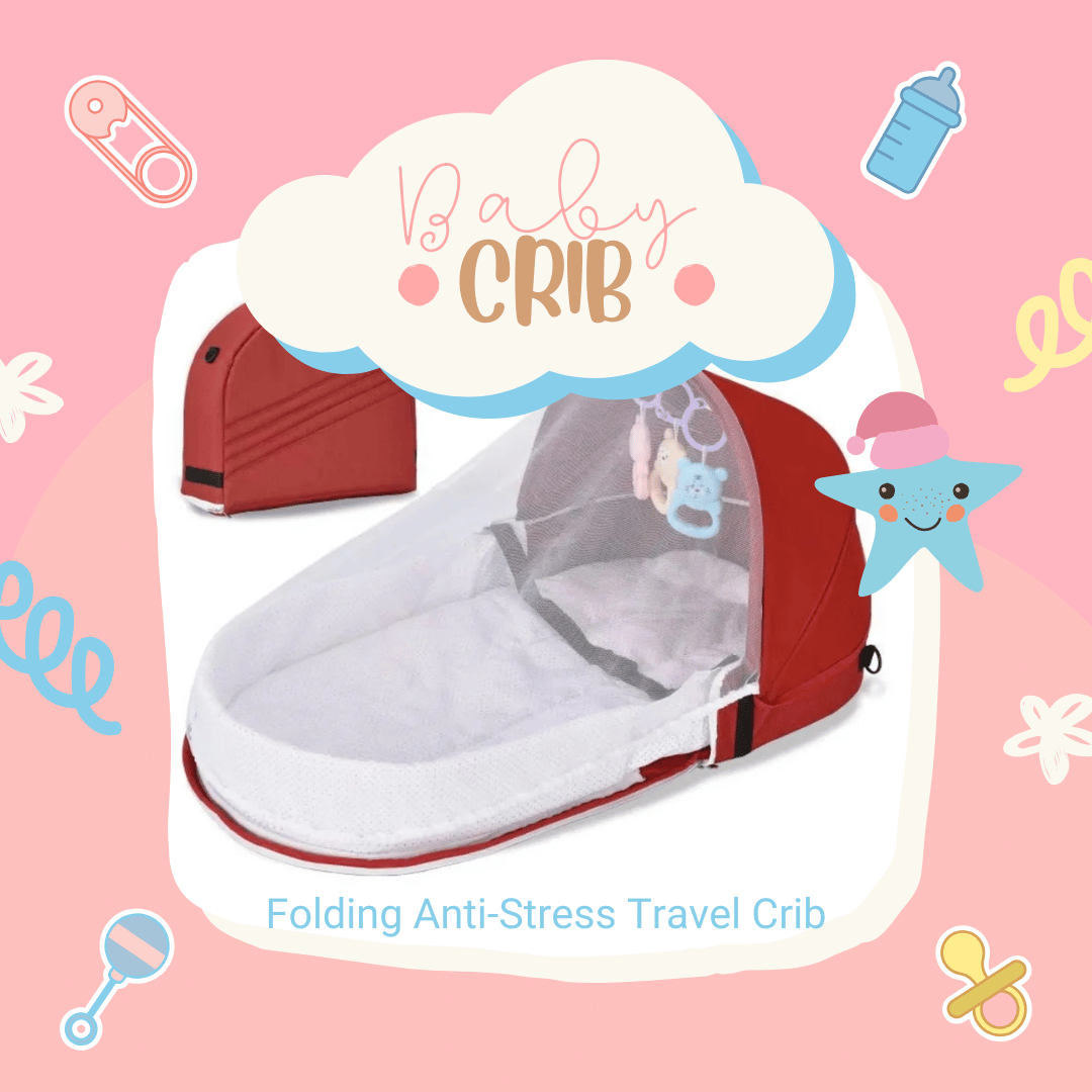 Red Folding Anti - Stress Travel Crib