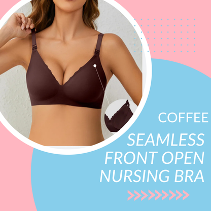 Seamless Front Open Nursing Bra - Coffee