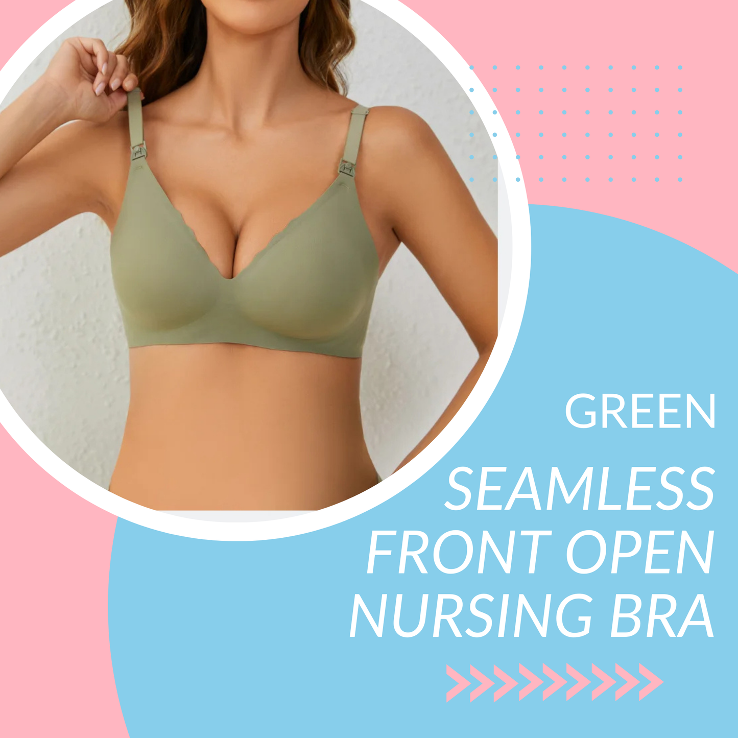 Seamless Front Open Nursing Bra - Green