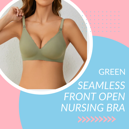 Seamless Front Open Nursing Bra - Green