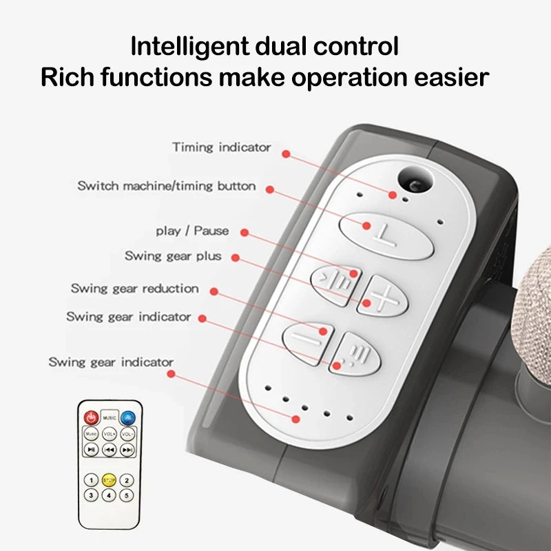 Smart Bluetooth Baby Crib Self Rocking Bassinet with White Noise Sleep Tracking Mama's Bump - Controls