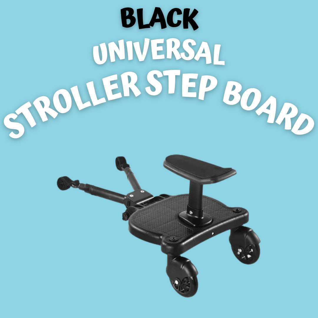 Universal Stroller Step Board Adapter with Seat - Double Black