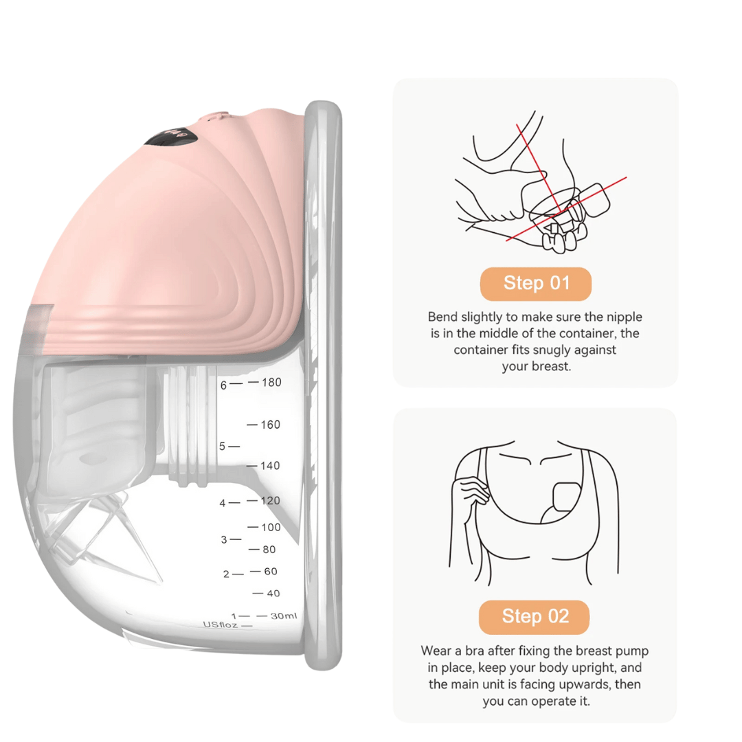 Wearable breast pump - instructions on how to apply to the breast