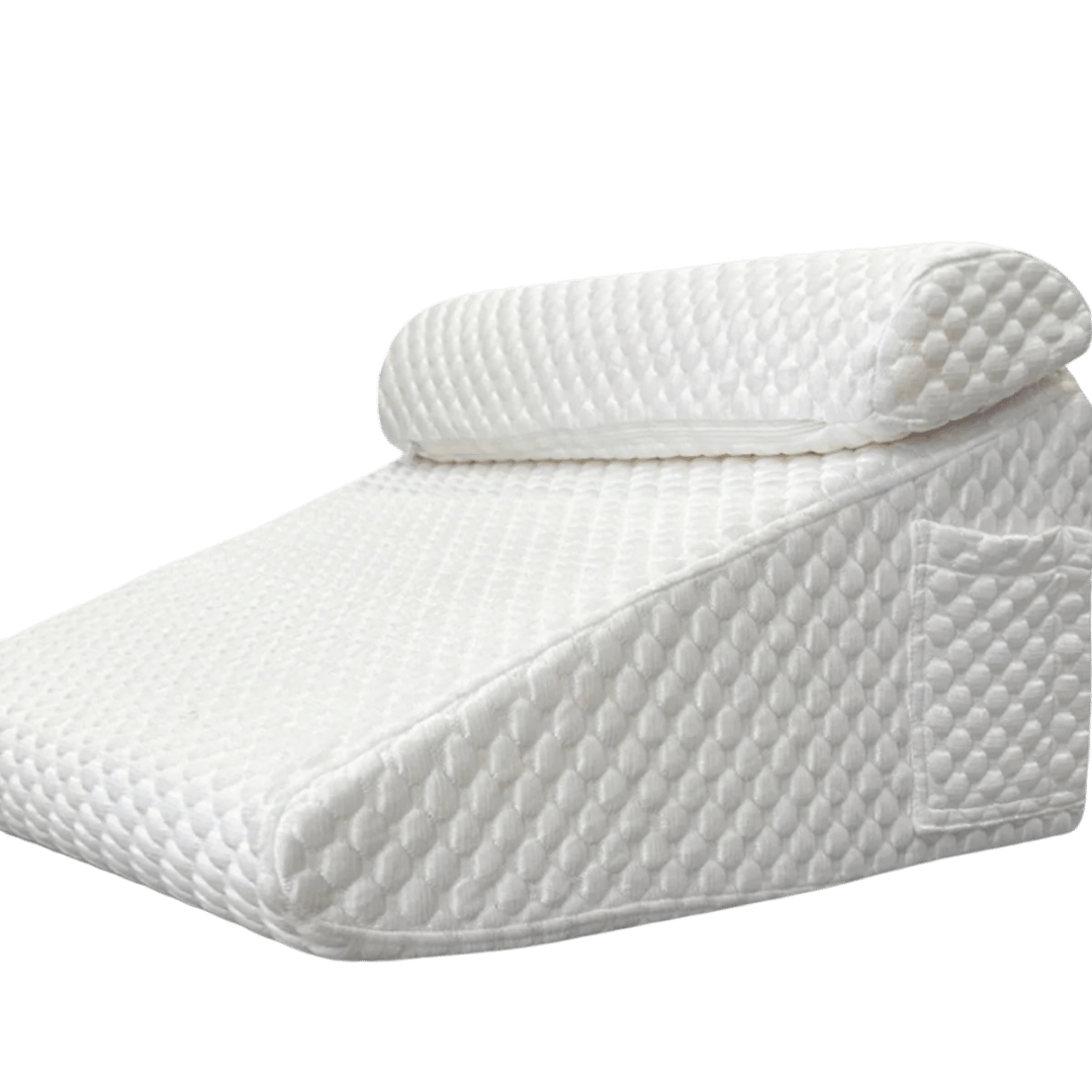 White Memory Foam Wedge Pillow Neck Pillow Set