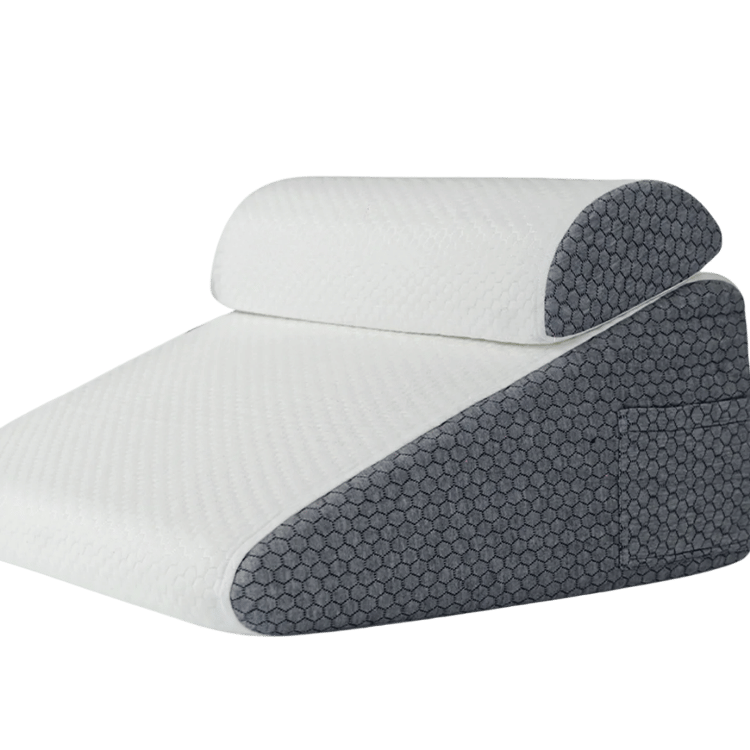 White and Dark Grey Memory Foam Wedge Pillow Neck Pillow Set