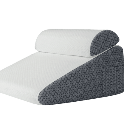 White and Dark Grey Memory Foam Wedge Pillow Neck Pillow Set