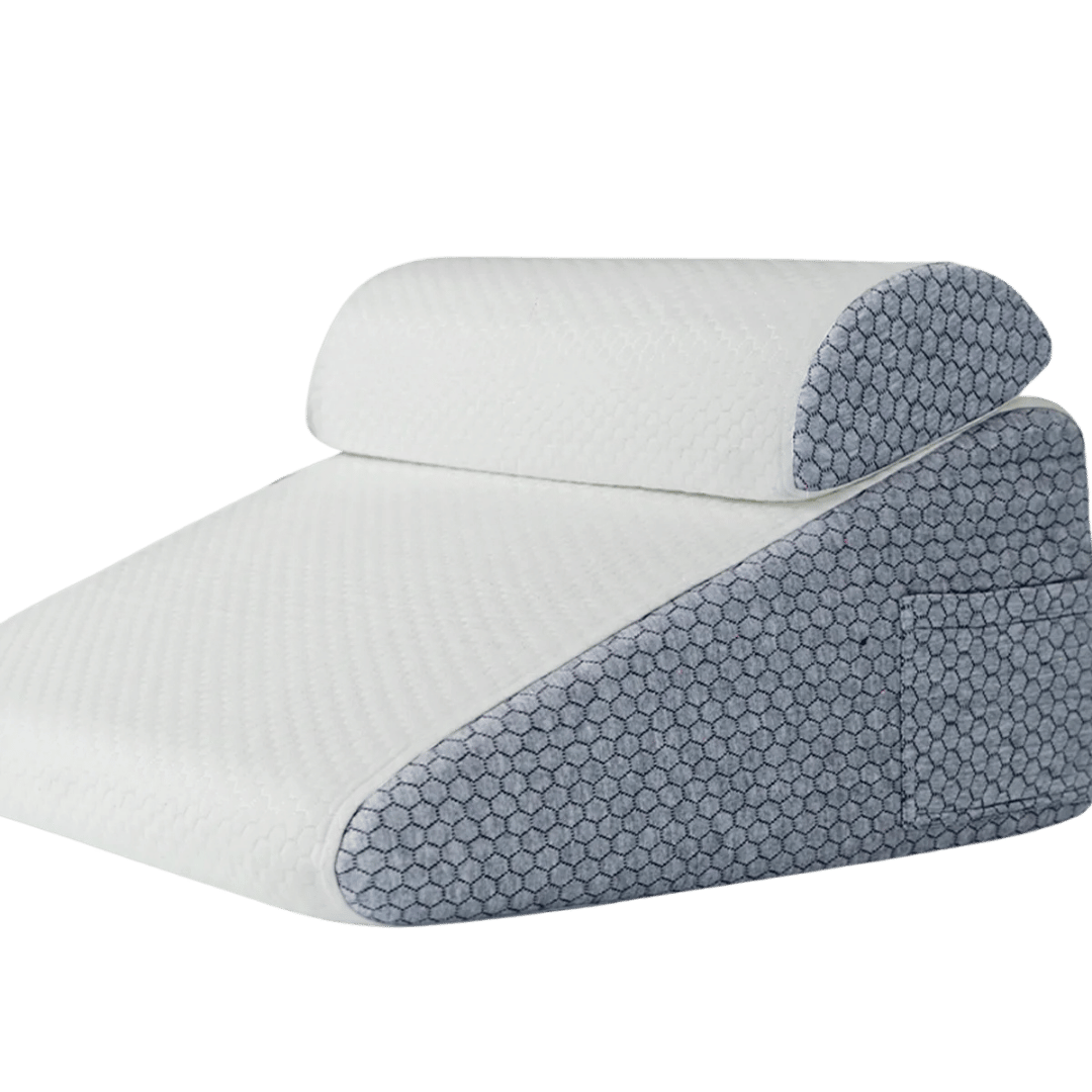 White and Grey Memory Foam Wedge Pillow Neck Pillow Set