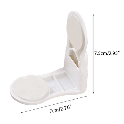 White baby safety clips with dimensions on a white background