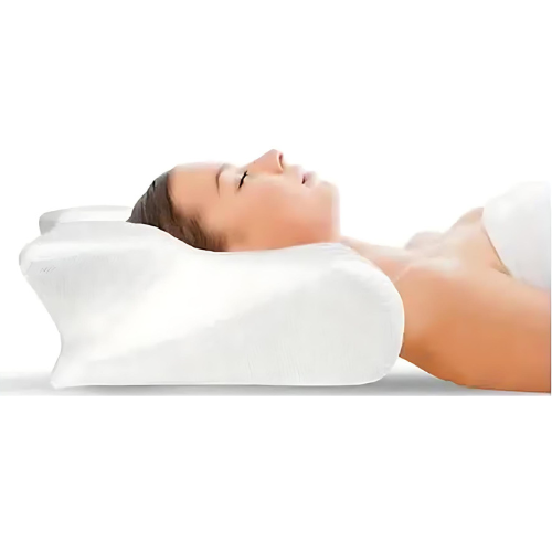 Woman Laying on a 2-in-1 Memory Foam Cervical Pillow