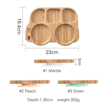 Wooden tray with dimensions and color options on a white background