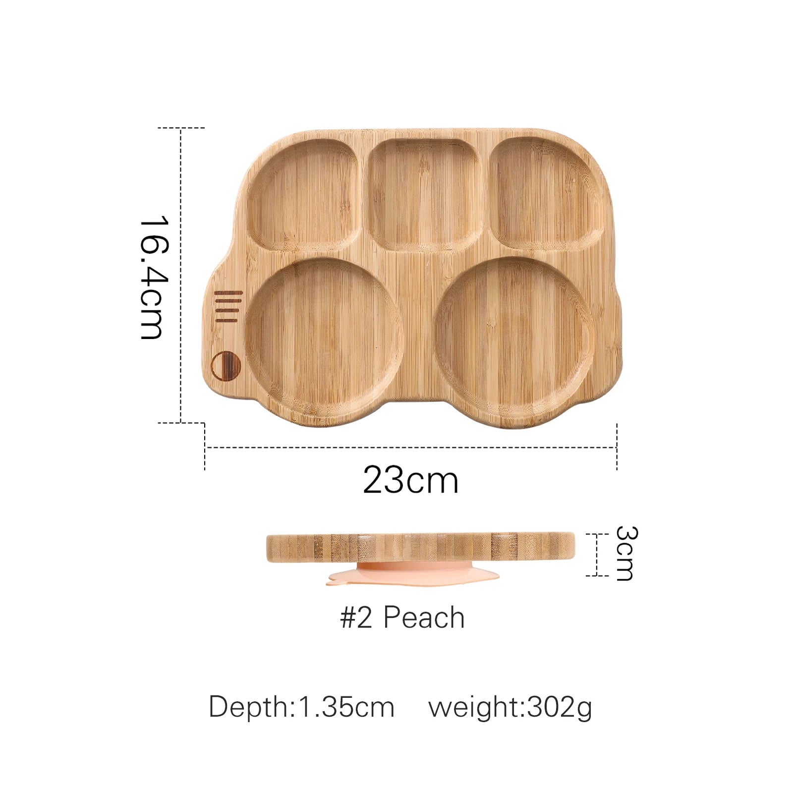 Wooden tray with measurements on a white background
